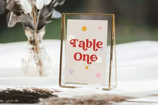 Colourful Retro Table Numbers