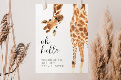 Giraffe Baby Shower Welcome Sign