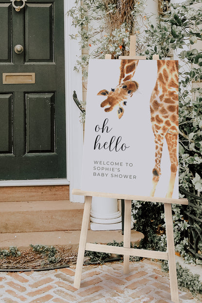 Giraffe Baby Shower Welcome Sign