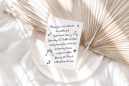 Handwritten Doodle Wedding Invitation